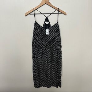 Loft NWT Black Geometric Patterned Dress Spaghetti Strap Racerback Medium